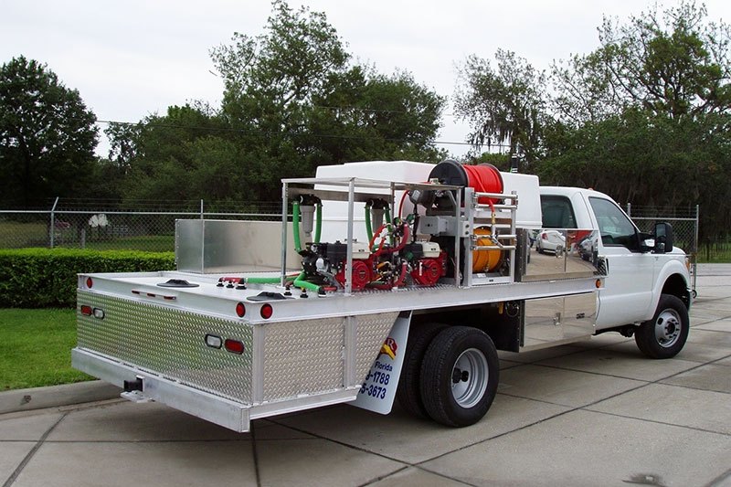 Custom pest control truck from chemical containers